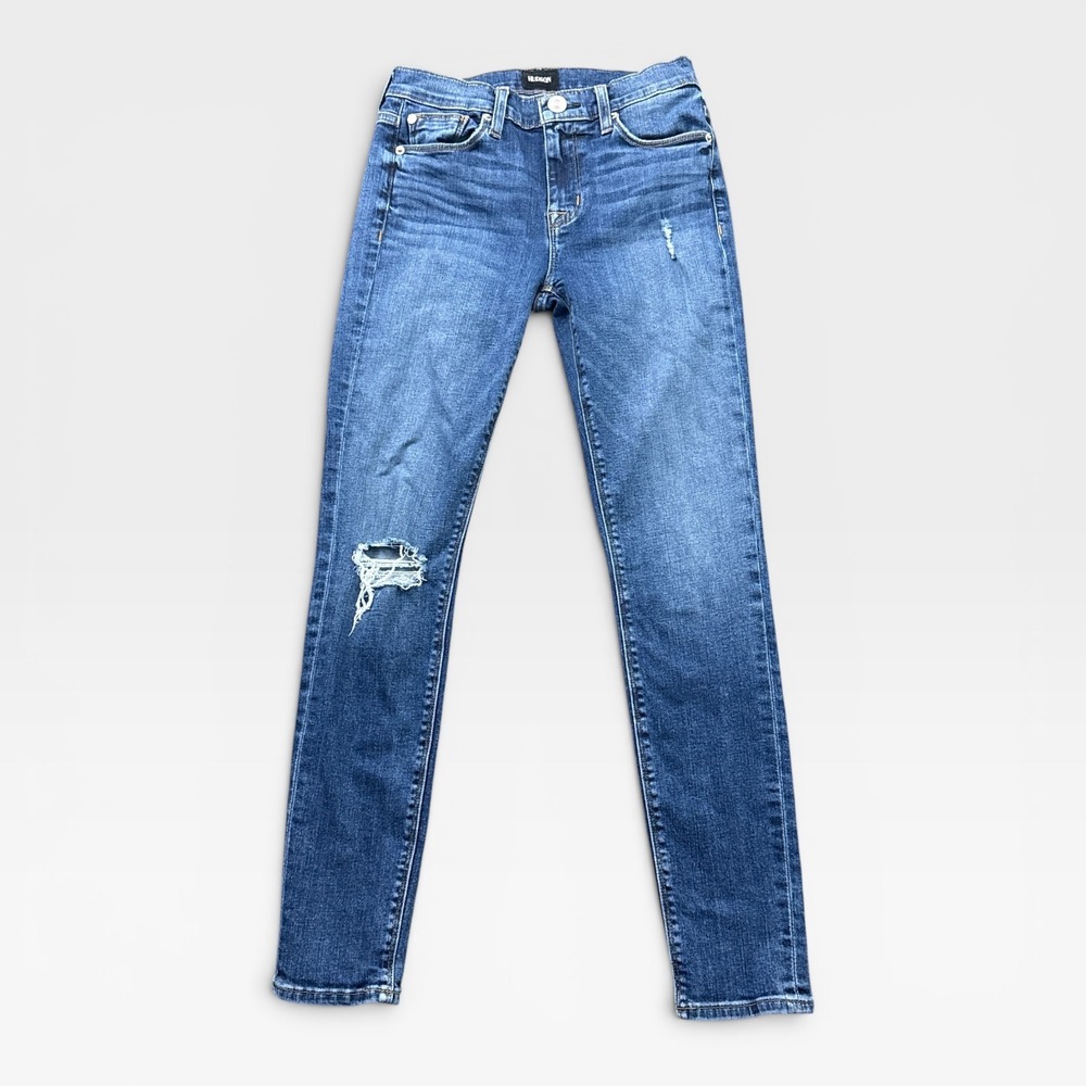 Hudson Nico Super Skinny Jeans Womens 26 Blue Distressed Mid Rise Ankle